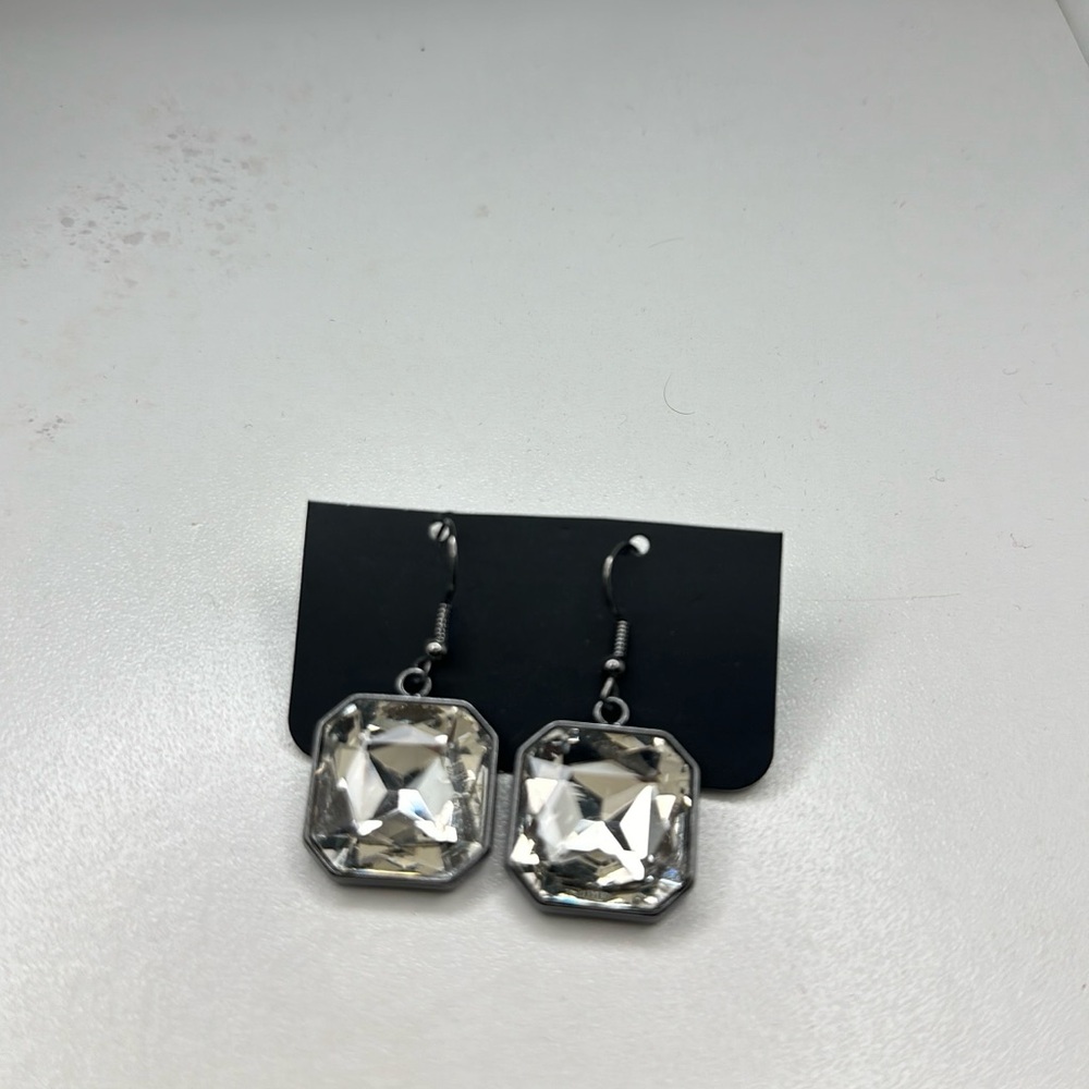 Square Faux Crystal Earrings